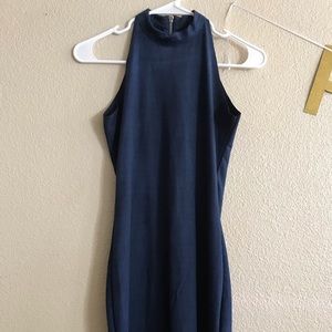 High-nick velvet mini dress